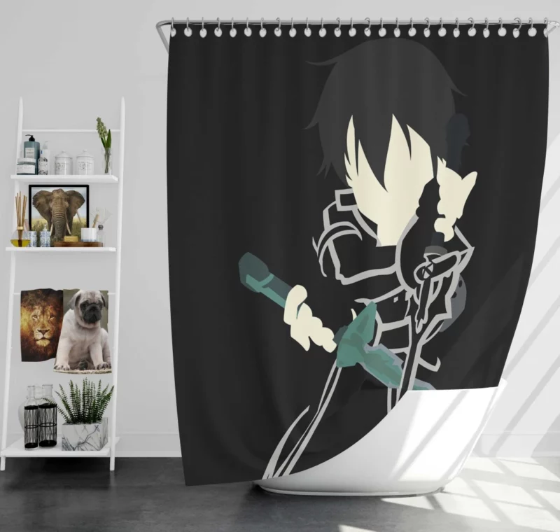 Kirito Role in Virtual Realms Anime Shower Curtain