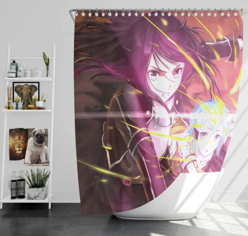 Kirito Sinon and Shino Dynamic Trio Anime Shower Curtain