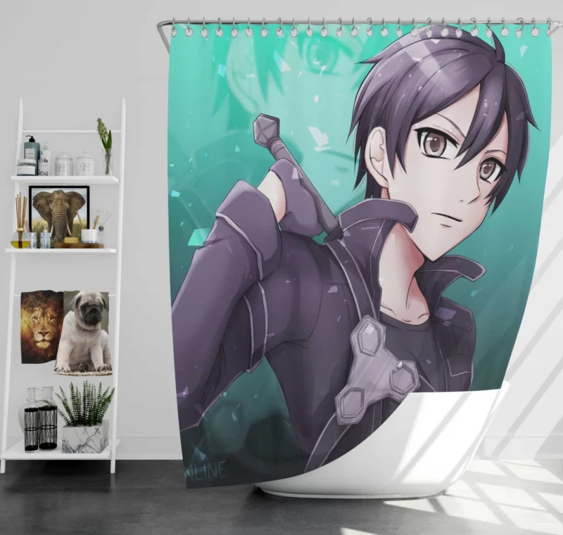 Kirito Sword Art Chronicles Anime Shower Curtain