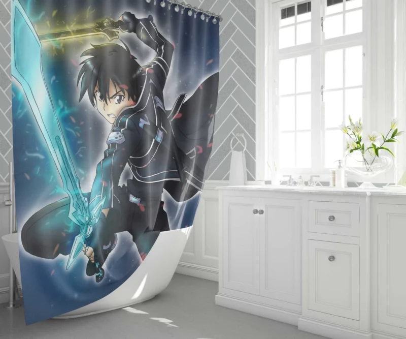 Kirito Virtual Adventures Anime Shower Curtain 1