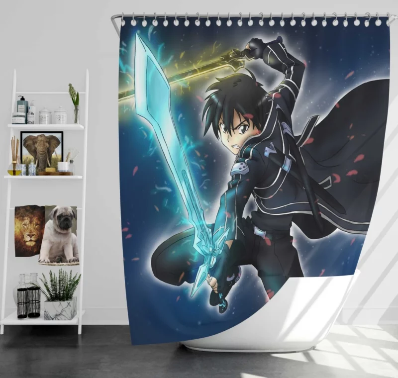 Kirito Virtual Adventures Anime Shower Curtain