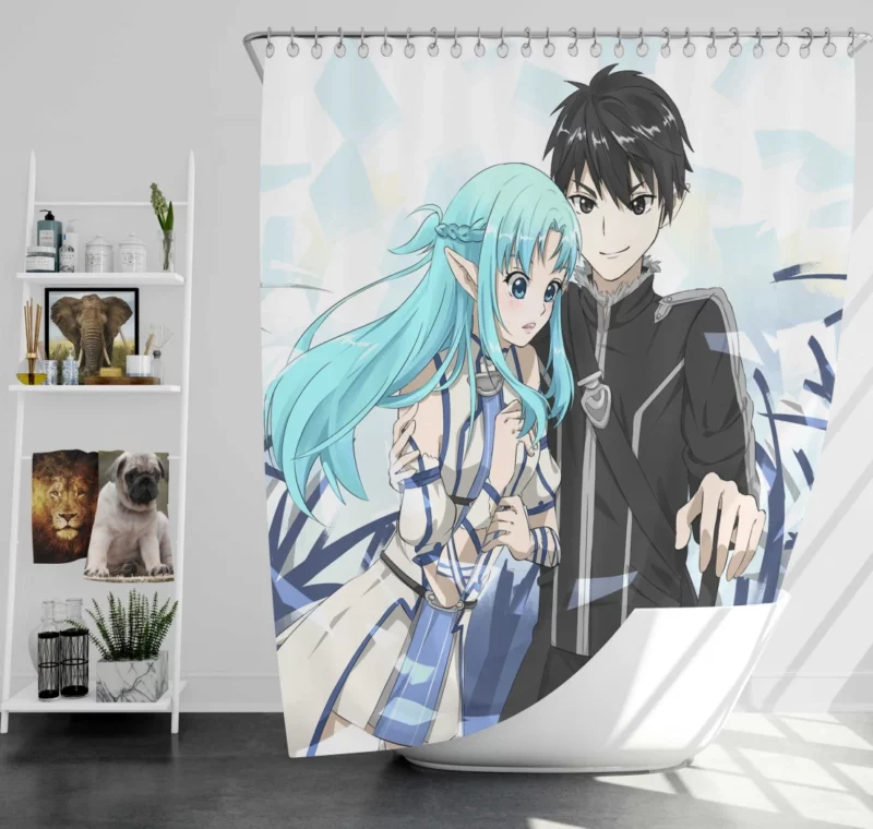 Kirito and Asuna ALO Adventure Anime Shower Curtain