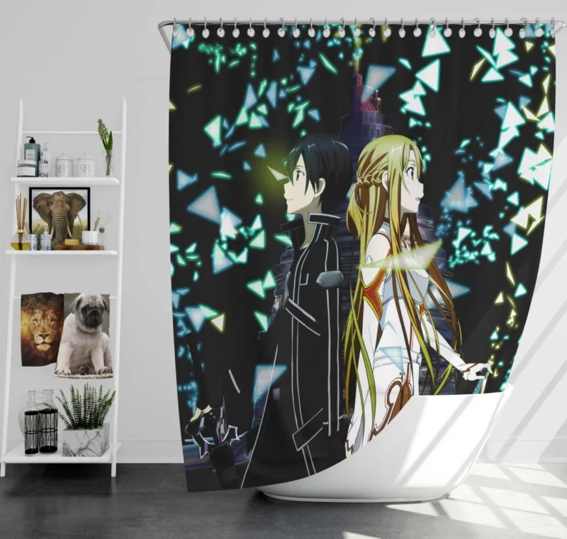 Kirito and Asuna Aincrad Heroes Anime Shower Curtain