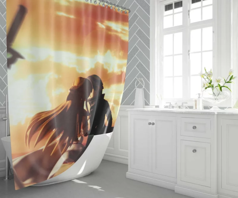Kirito and Asuna Bond Beyond VR Anime Shower Curtain 1