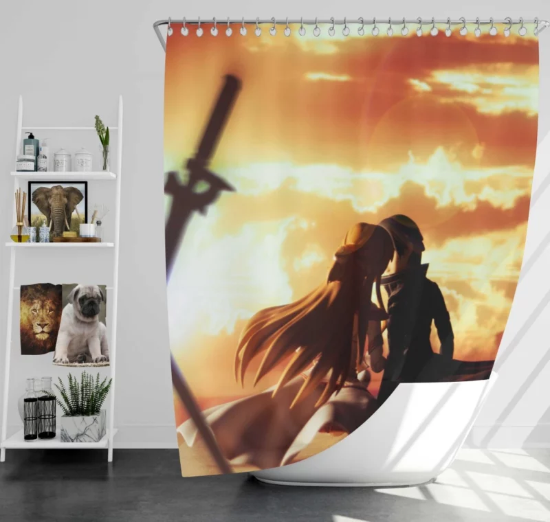 Kirito and Asuna Bond Beyond VR Anime Shower Curtain