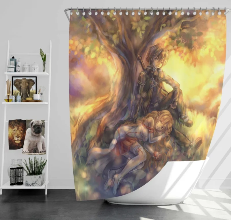 Kirito and Asuna Castle of Dreams Anime Shower Curtain