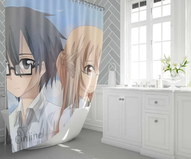 Kirito and Asuna Chronicles of Adventure Anime Shower Curtain 1