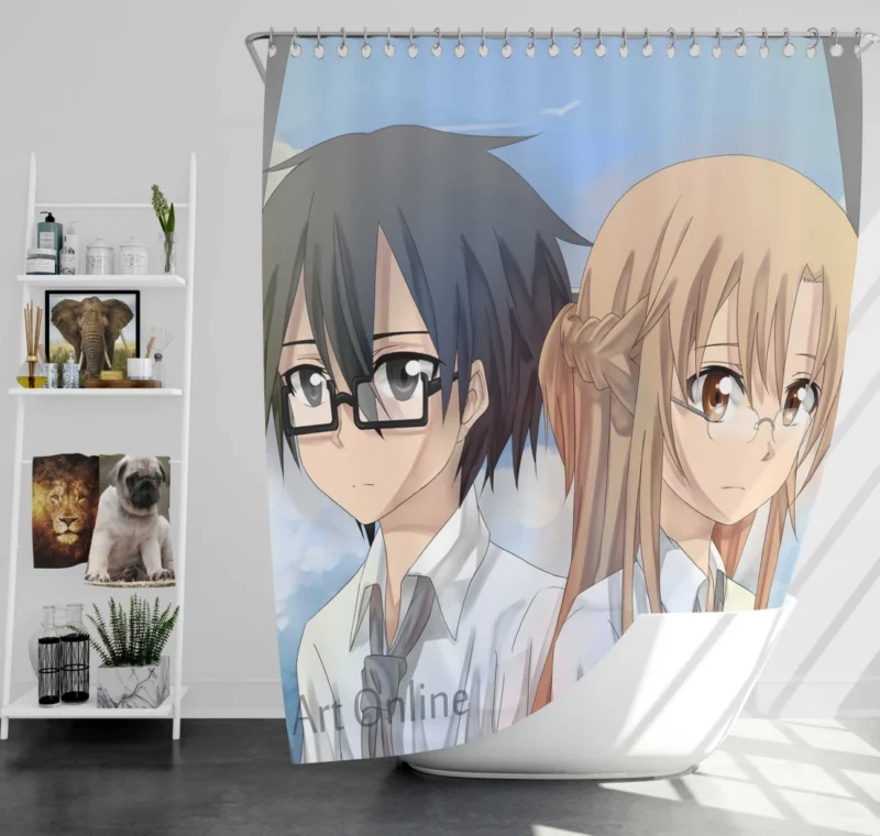 Kirito and Asuna Chronicles of Adventure Anime Shower Curtain