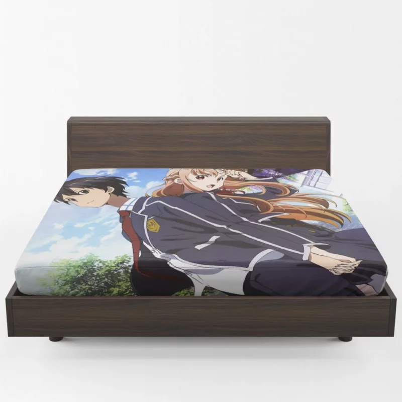 Kirito and Asuna Enduring Connection Anime Fitted Sheet 1