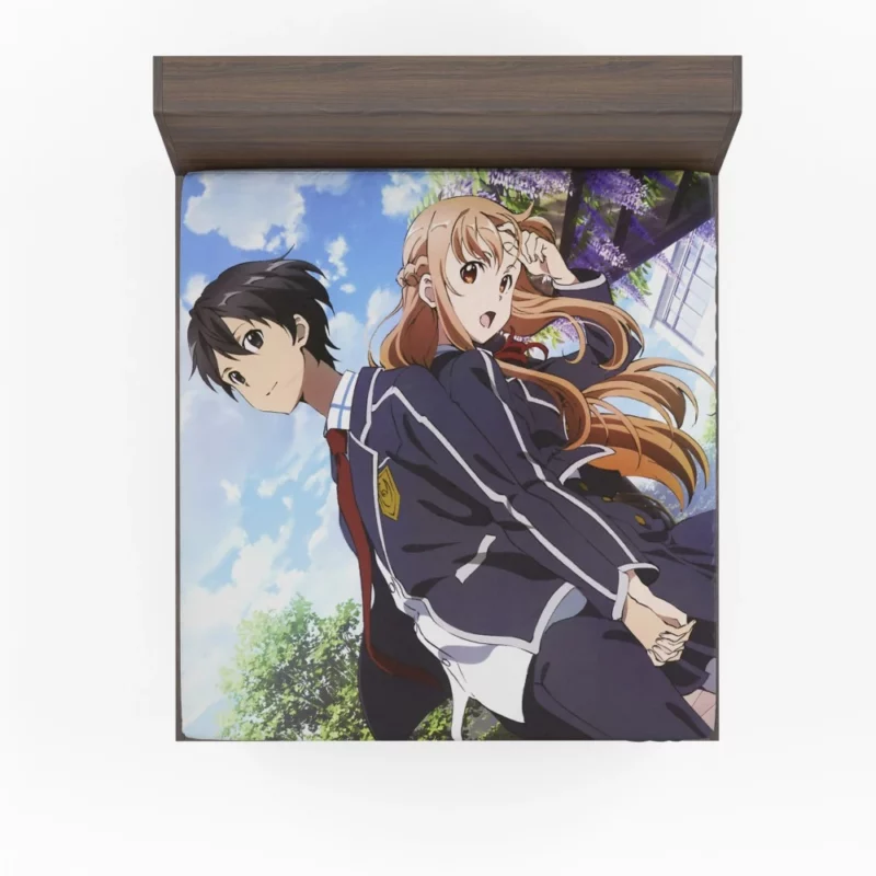 Kirito and Asuna Enduring Connection Anime Fitted Sheet