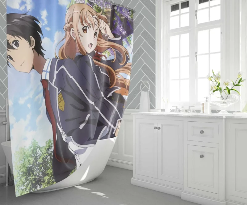 Kirito and Asuna Enduring Connection Anime Shower Curtain 1