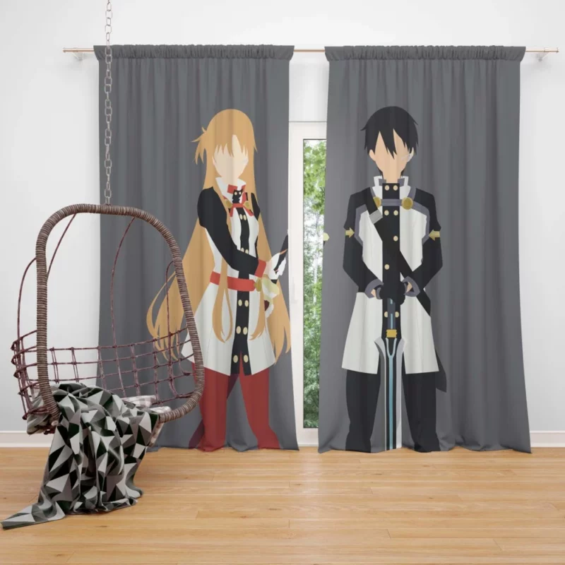 Kirito and Asuna Flower-Adorned Journey Anime Curtain