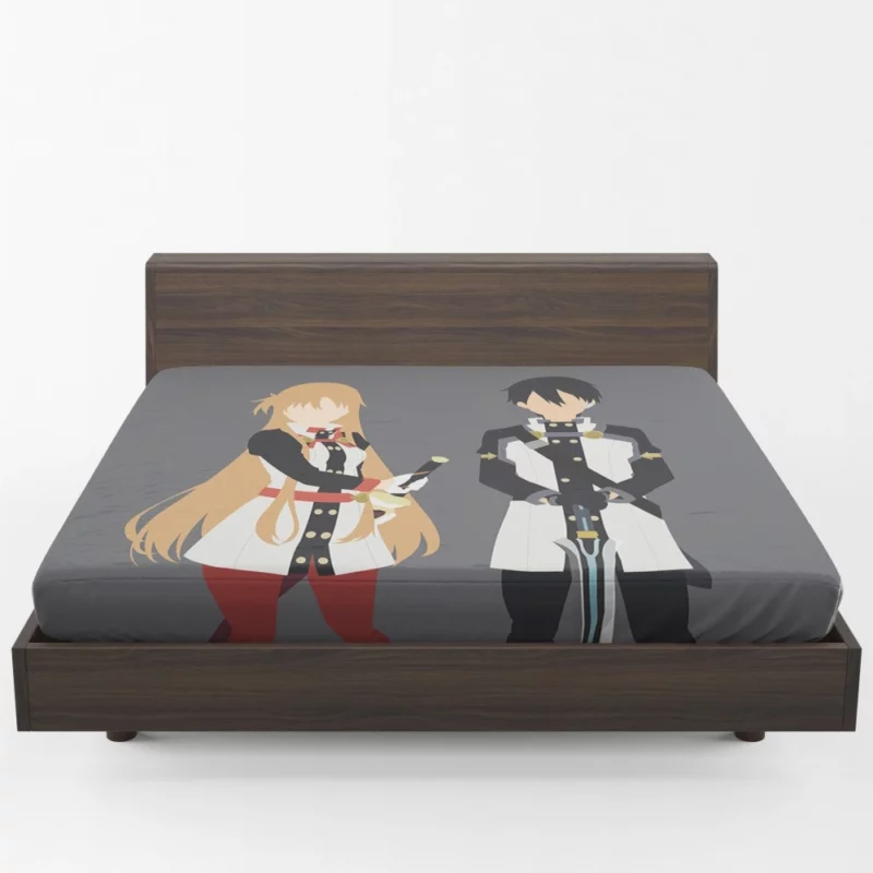 Kirito and Asuna Flower-Adorned Journey Anime Fitted Sheet 1