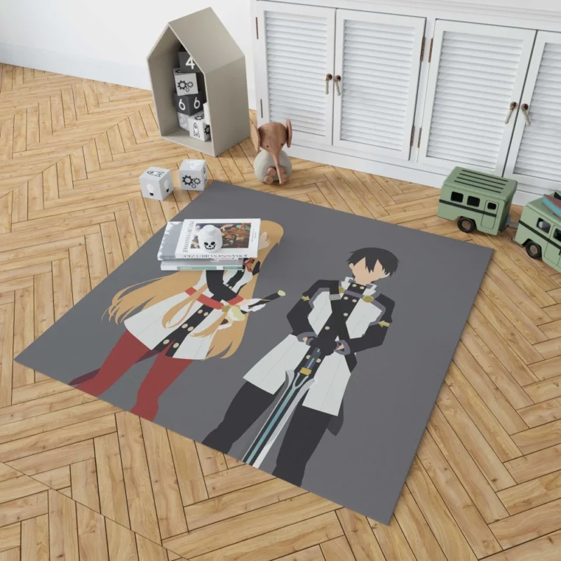 Kirito and Asuna Flower-Adorned Journey Anime Rug 1