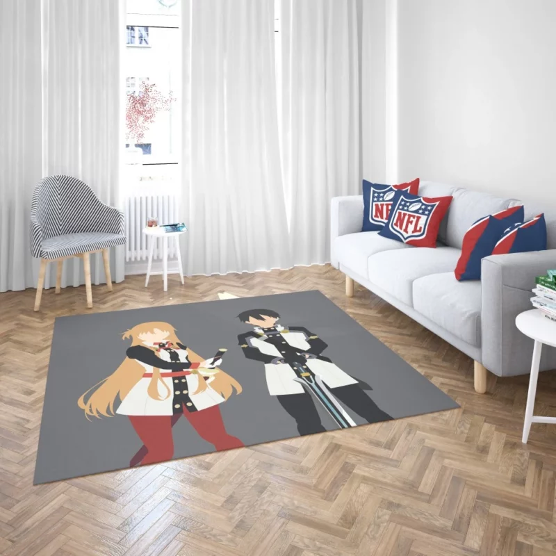 Kirito and Asuna Flower-Adorned Journey Anime Rug 2