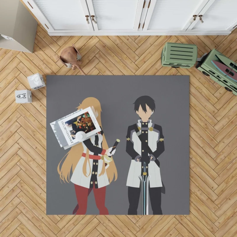 Kirito and Asuna Flower-Adorned Journey Anime Rug