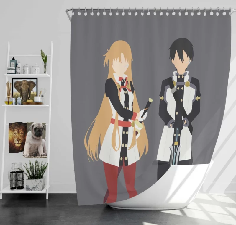 Kirito and Asuna Flower-Adorned Journey Anime Shower Curtain