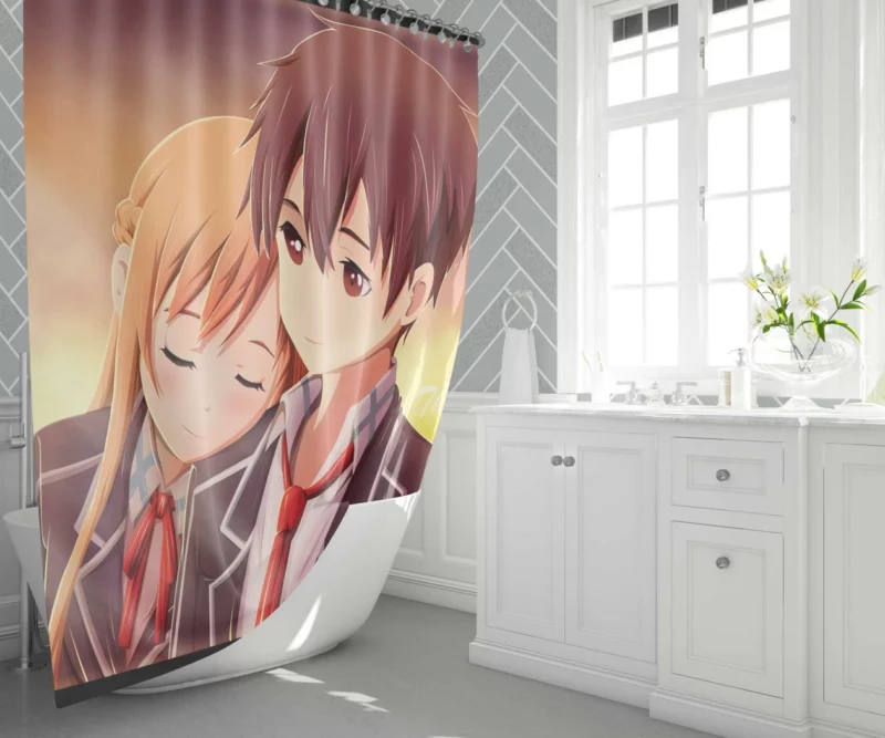 Kirito and Asuna Iconic Anime Duo Shower Curtain 1