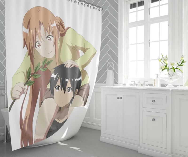 Kirito and Asuna Iconic Pair Anime Shower Curtain 1