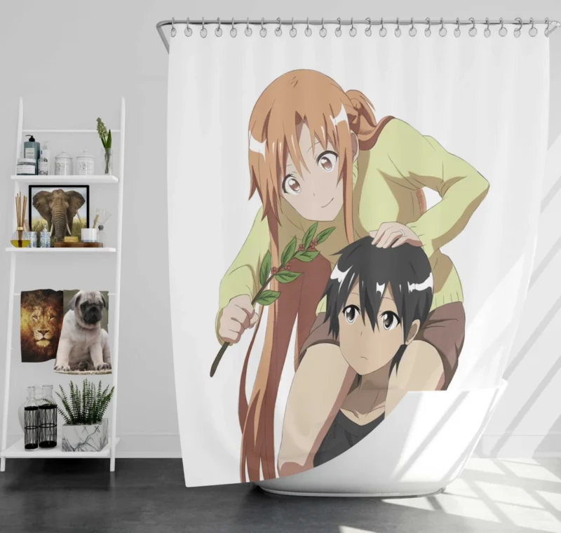 Kirito and Asuna Iconic Pair Anime Shower Curtain