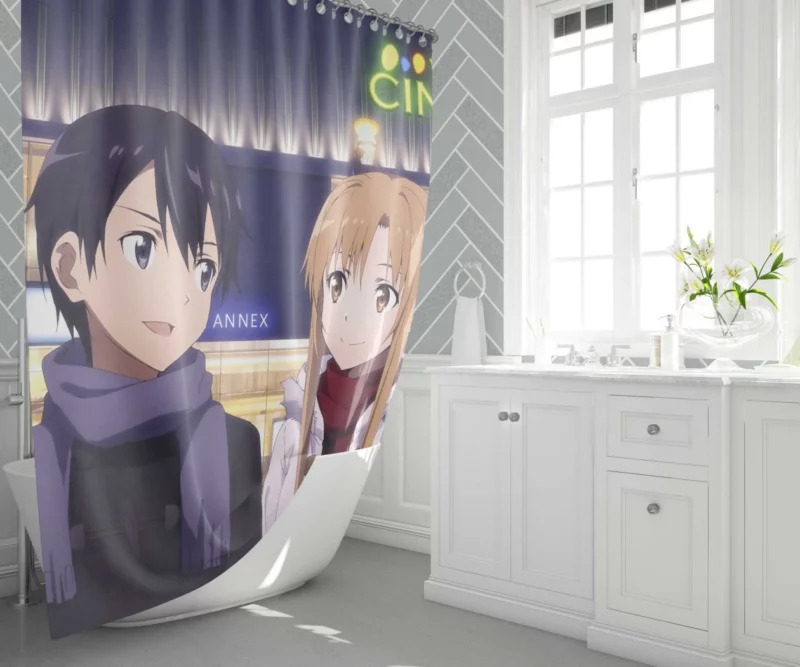 Kirito and Asuna Ordinal Scale Adventure Anime Shower Curtain 1