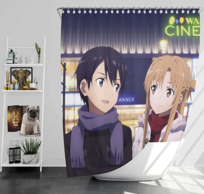 Kirito and Asuna Ordinal Scale Adventure Anime Shower Curtain