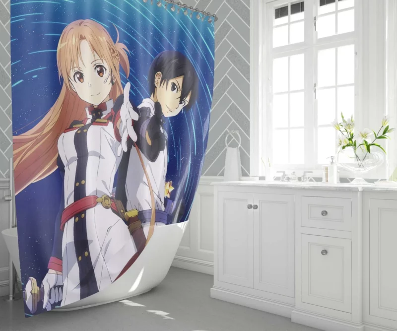 Kirito and Asuna Ordinal Scale Quest Anime Shower Curtain 1