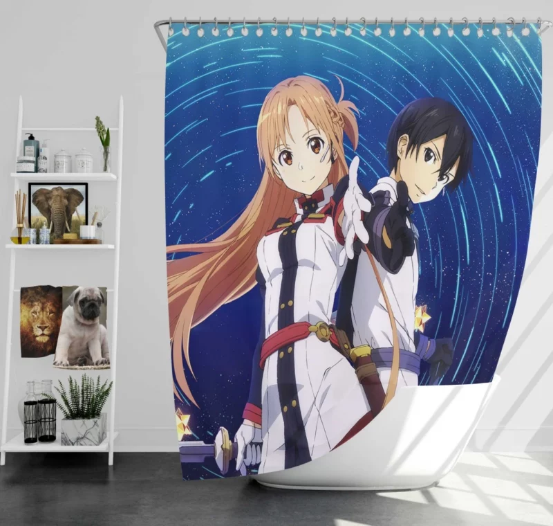 Kirito and Asuna Ordinal Scale Quest Anime Shower Curtain