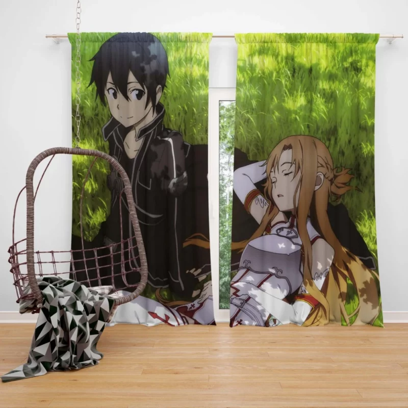 Kirito and Asuna Partnership Anime Curtain