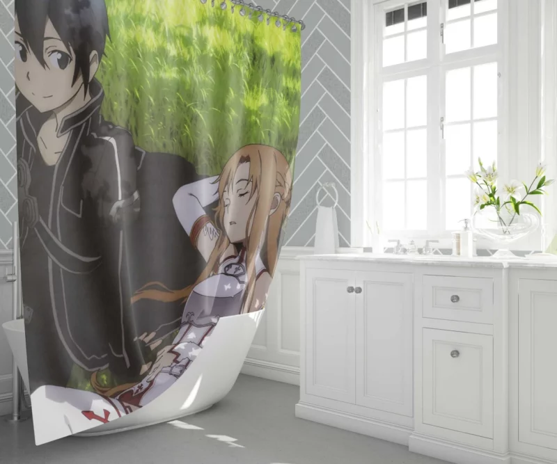 Kirito and Asuna Partnership Anime Shower Curtain 1