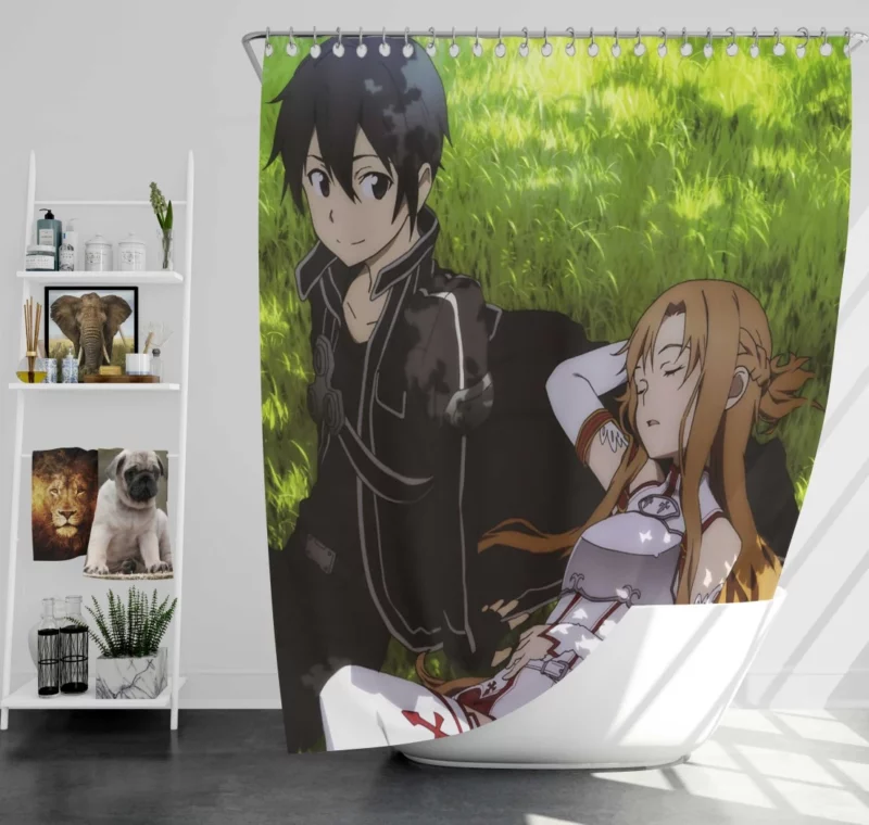 Kirito and Asuna Partnership Anime Shower Curtain