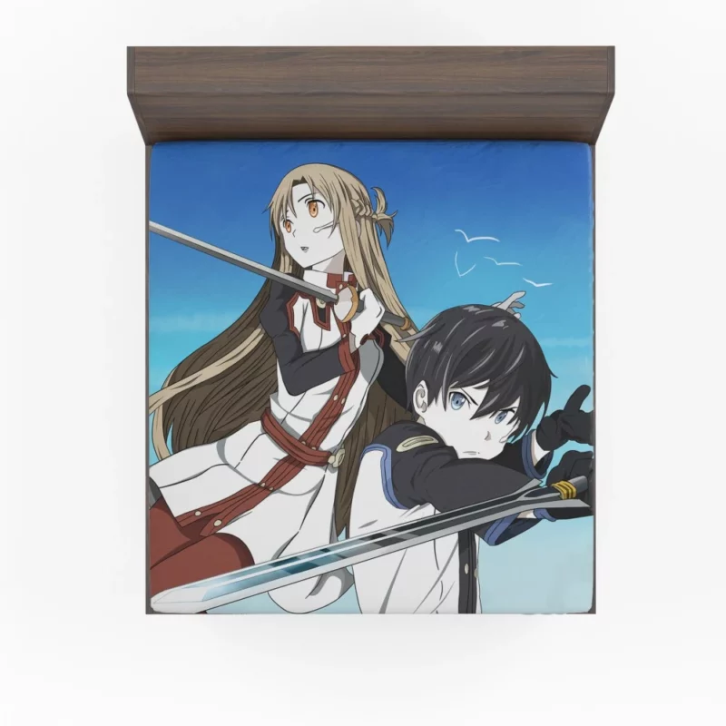 Kirito and Asuna Quest in Ordinal Scale Anime Fitted Sheet