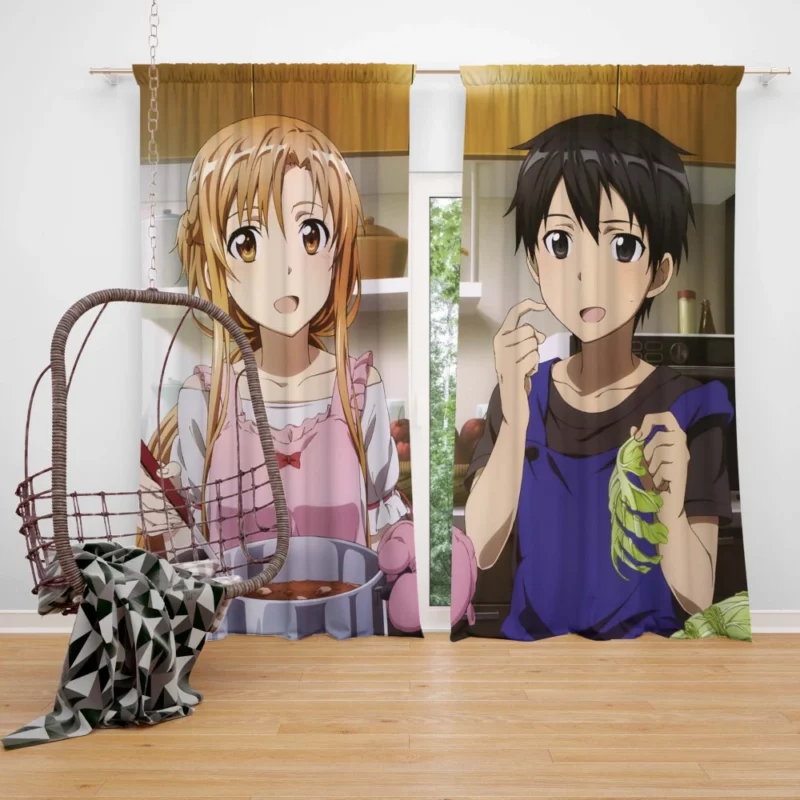 Kirito and Asuna Unbreakable Bond Anime Curtain