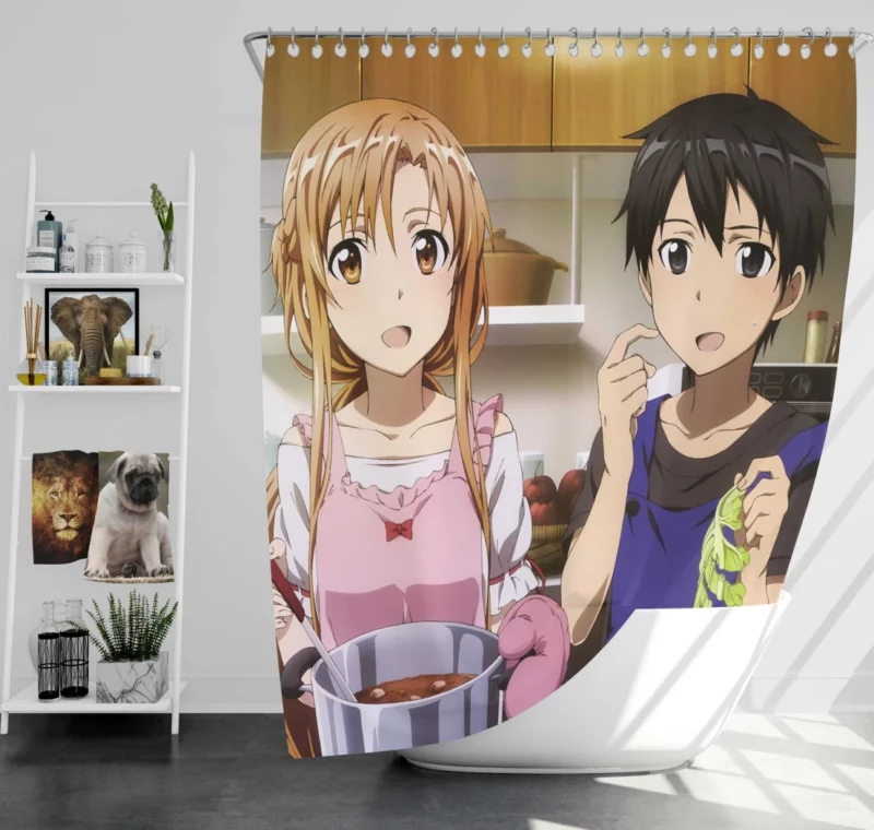 Kirito and Asuna Unbreakable Bond Anime Shower Curtain