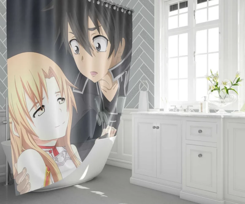 Kirito and Asuna VR Legends Anime Shower Curtain 1