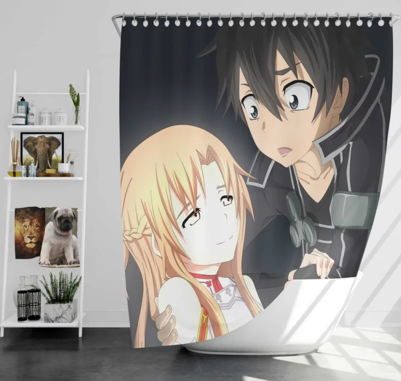 Kirito and Asuna VR Legends Anime Shower Curtain