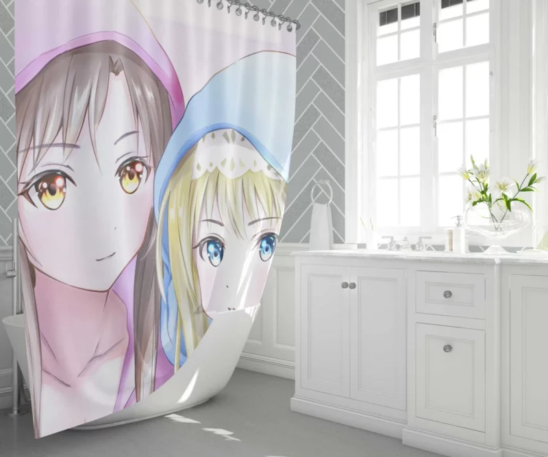 Kirito and Asuna Virtual Reality Heroes Anime Shower Curtain 1