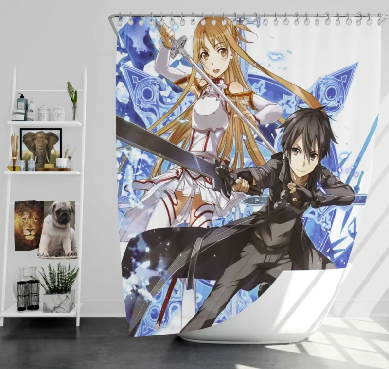 Kirito and Asuna Virtual Reality Saga Anime Shower Curtain