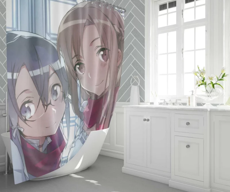 Kirito and Sinon Virtual Allies Anime Shower Curtain 1