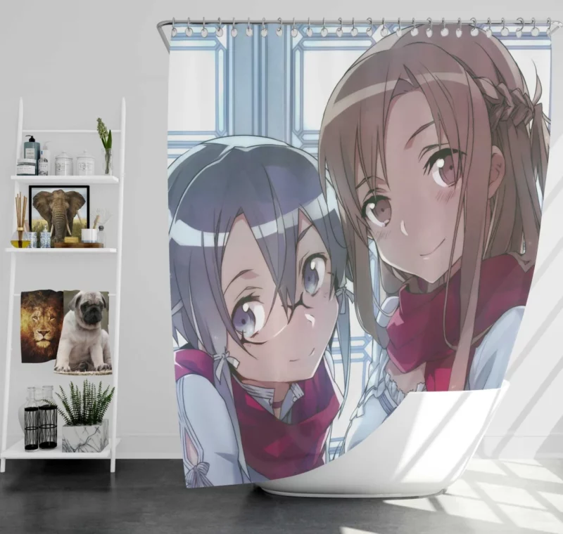 Kirito and Sinon Virtual Allies Anime Shower Curtain