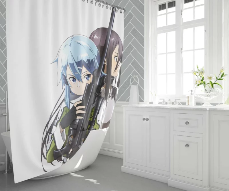 Kirito and Sinon Virtual Heroes Anime Shower Curtain 1