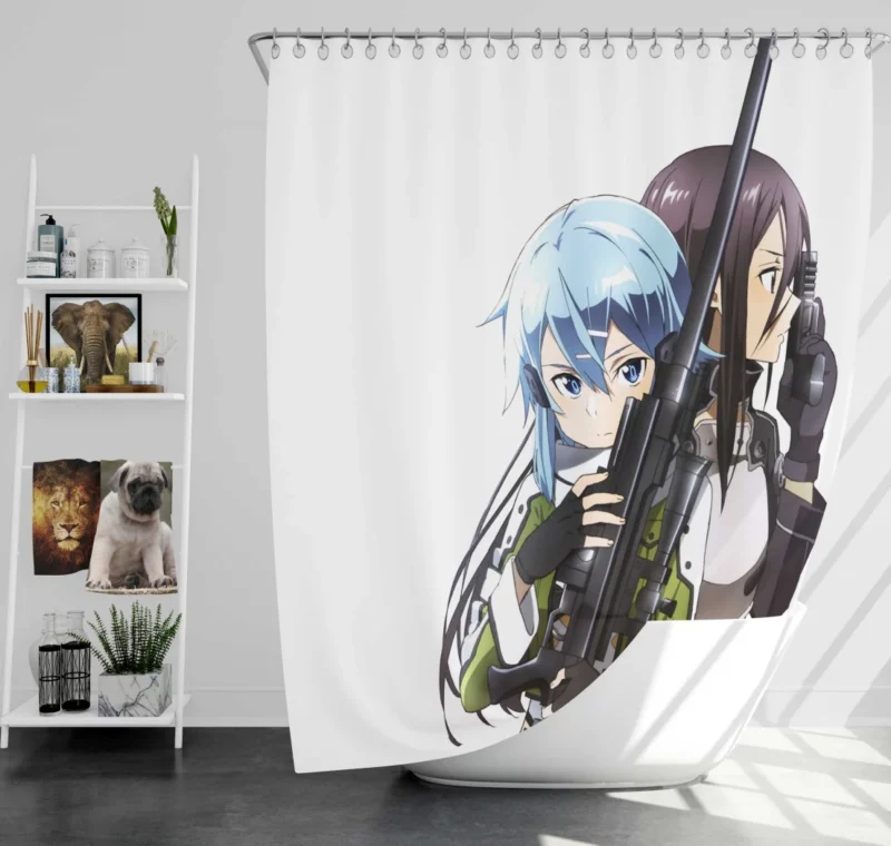 Kirito and Sinon Virtual Heroes Anime Shower Curtain