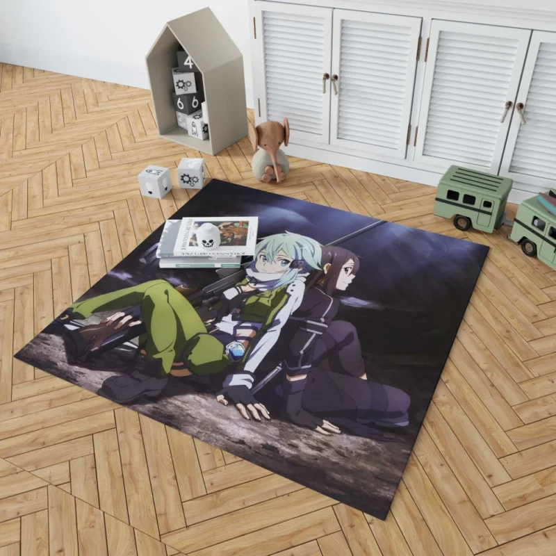 Kirito and Sinon Virtual Team Anime Rug 1