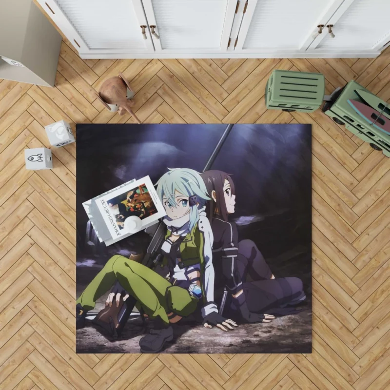 Kirito and Sinon Virtual Team Anime Rug