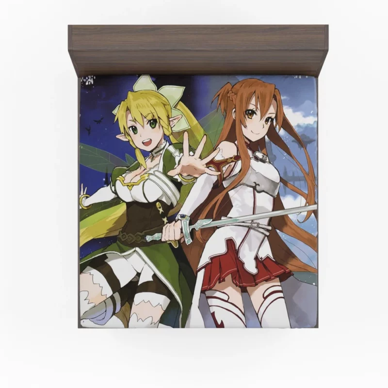 Leafa and Asuna Virtual World Companions Anime Fitted Sheet