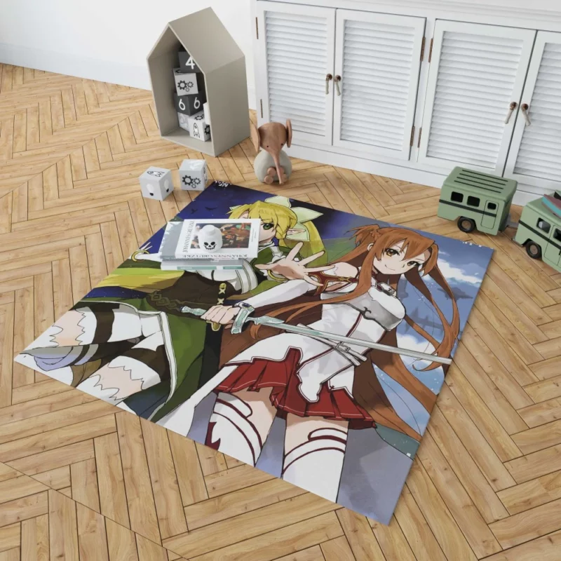 Leafa and Asuna Virtual World Companions Anime Rug 1