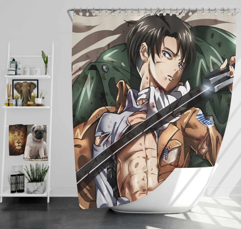 Levi Ackerman Humanity Shield Anime Shower Curtain