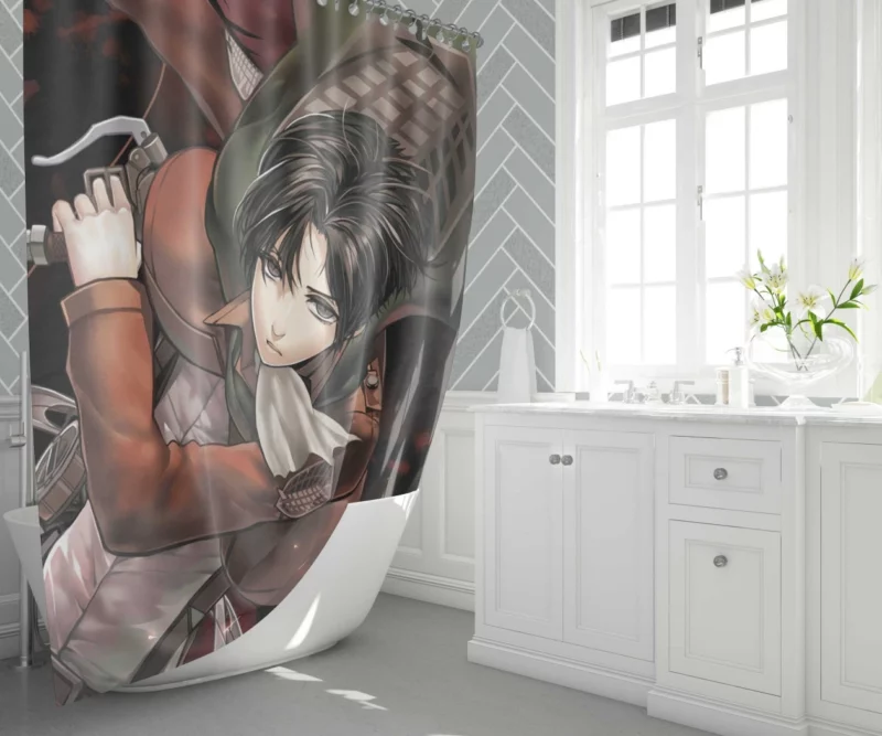 Levi Ackerman Loyal Warrior Anime Shower Curtain 1