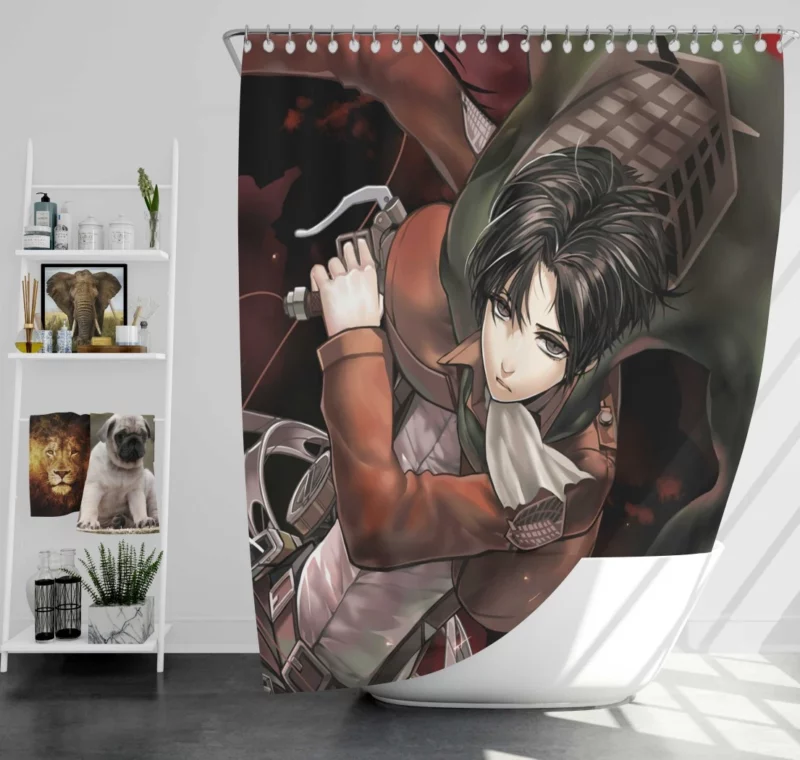 Levi Ackerman Loyal Warrior Anime Shower Curtain