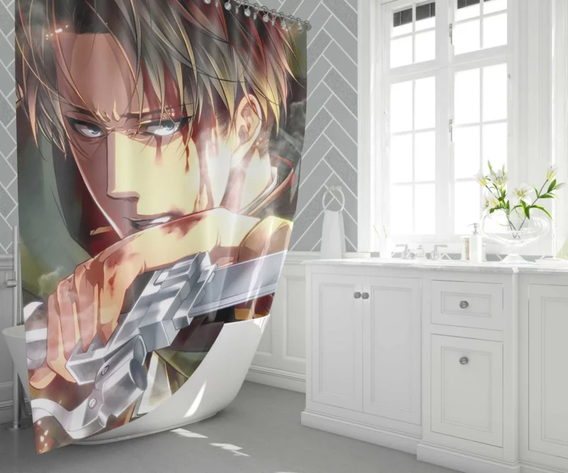 Levi Ackerman Shrouded Past Anime Shower Curtain 1